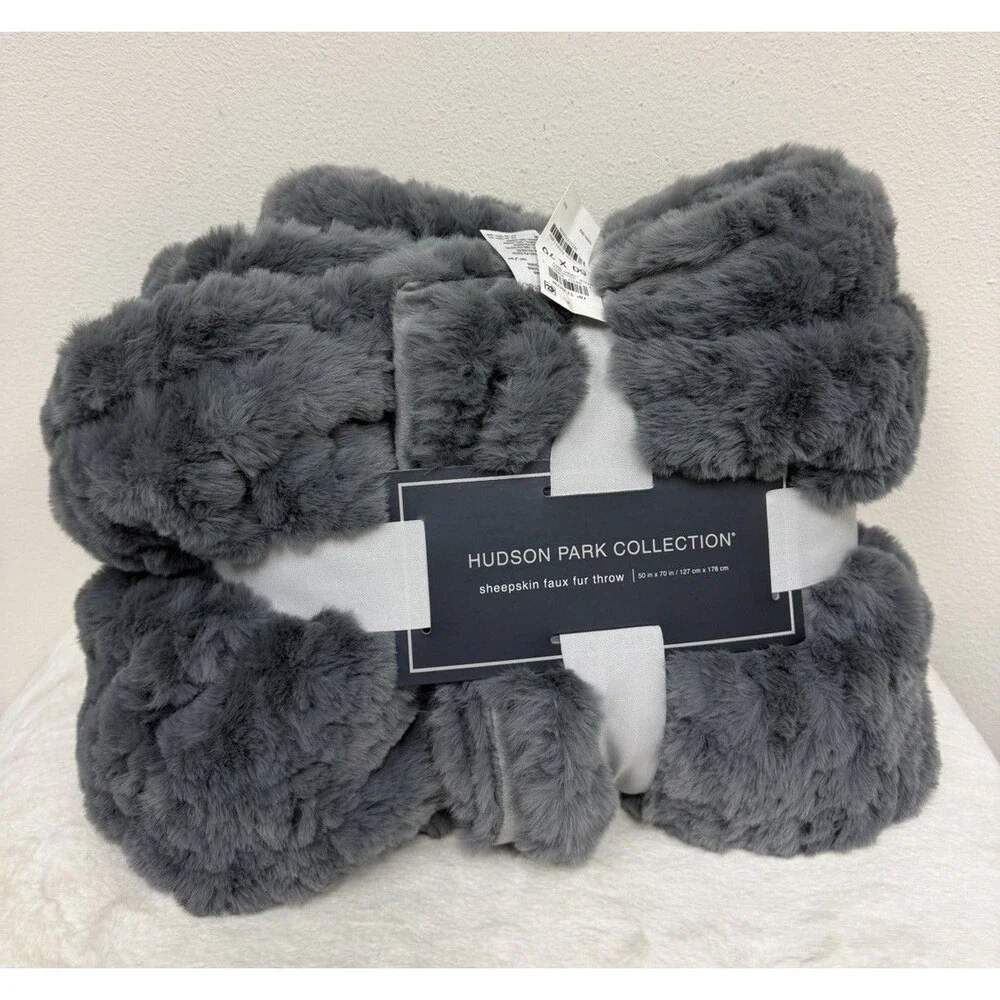 Hudson Park Collection Sheepskin Faux Fur Throw 50
